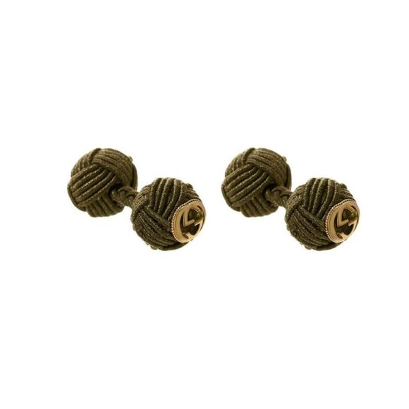 NEW Gucci Interlocking G rope cufflinks Green Gold GG Logo - Picture 1 of 9